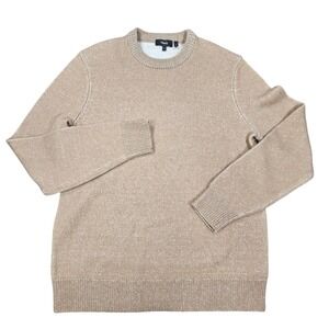 Theory Hilles Sweater S Cashmere Wool Crew Pullover Heathered Tan Mélange R:$345